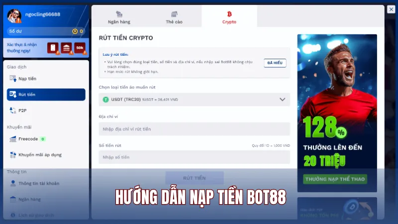 Hướng dẫn nạp tiền Bot88 cho người mới bắt đầu