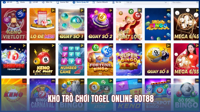 Kho trò chơi Togel online đa dạng và cực kỳ cuốn hút trên Bot88