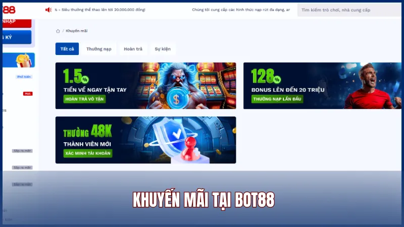 Hệ thống khuyến mãi không nên bỏ lỡ tại Bot88